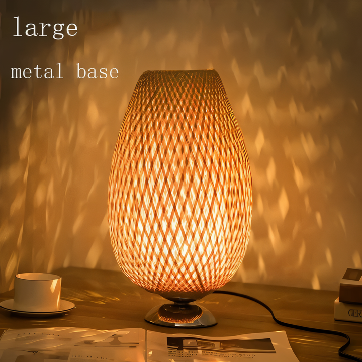 NatureHue Vintage Bamboo Tischlampe Kreative Geflochtene Rattan Schreibtischlampe