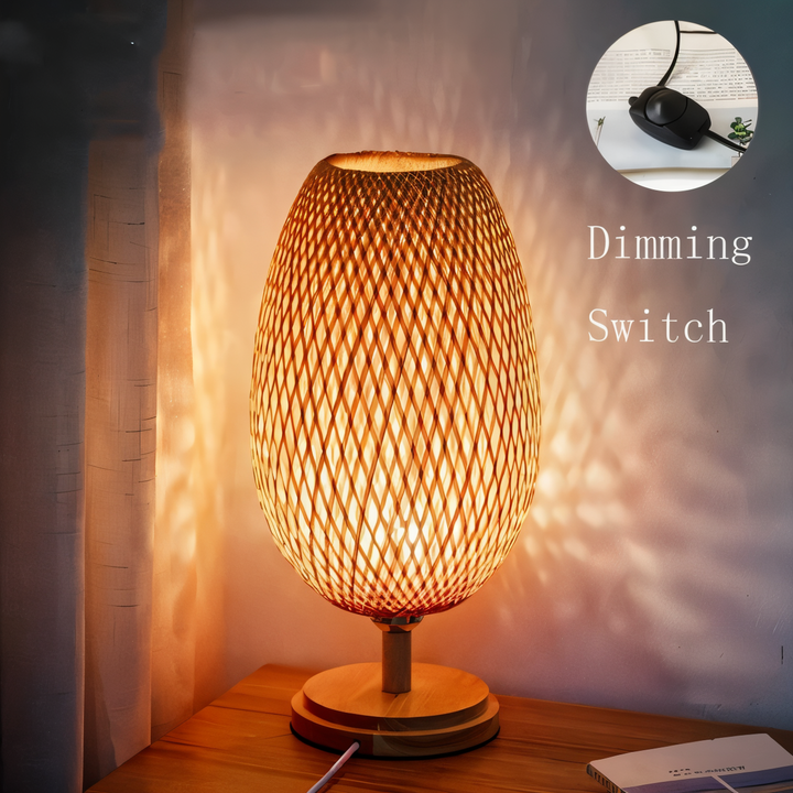 NatureHue Vintage Bamboo Tischlampe Kreative Geflochtene Rattan Schreibtischlampe