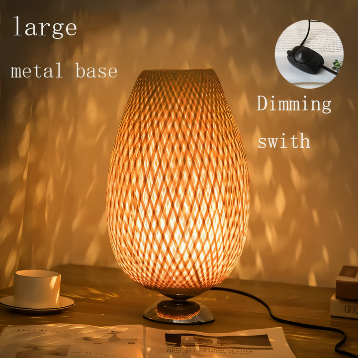 NatureHue Vintage Bamboo Tischlampe Kreative Geflochtene Rattan Schreibtischlampe