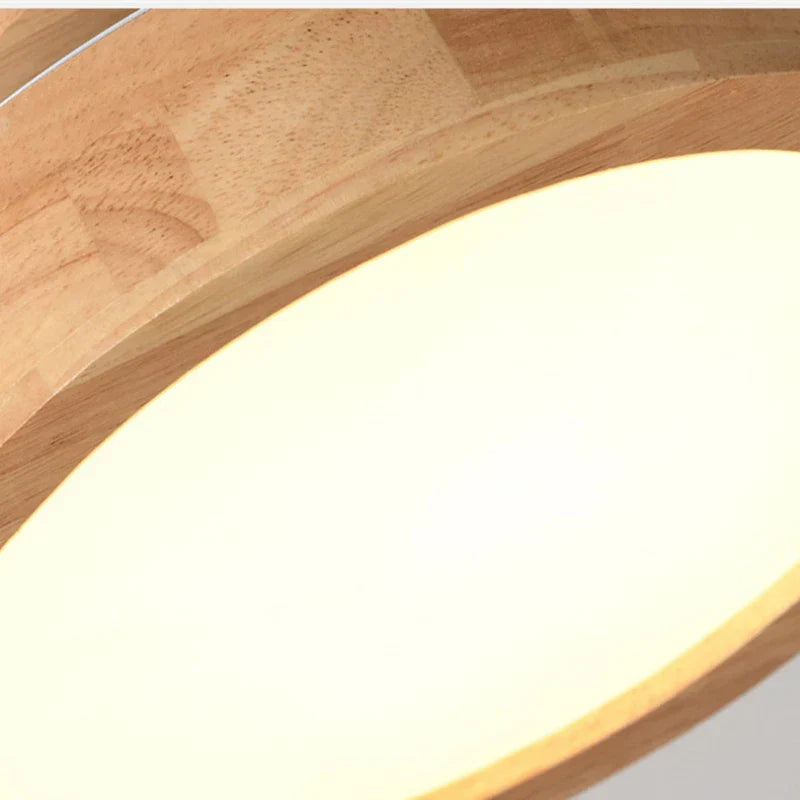 Runde massive Holz-Deckenleuchte – Skandinavische Lampe für Wohnzimmer und Flur