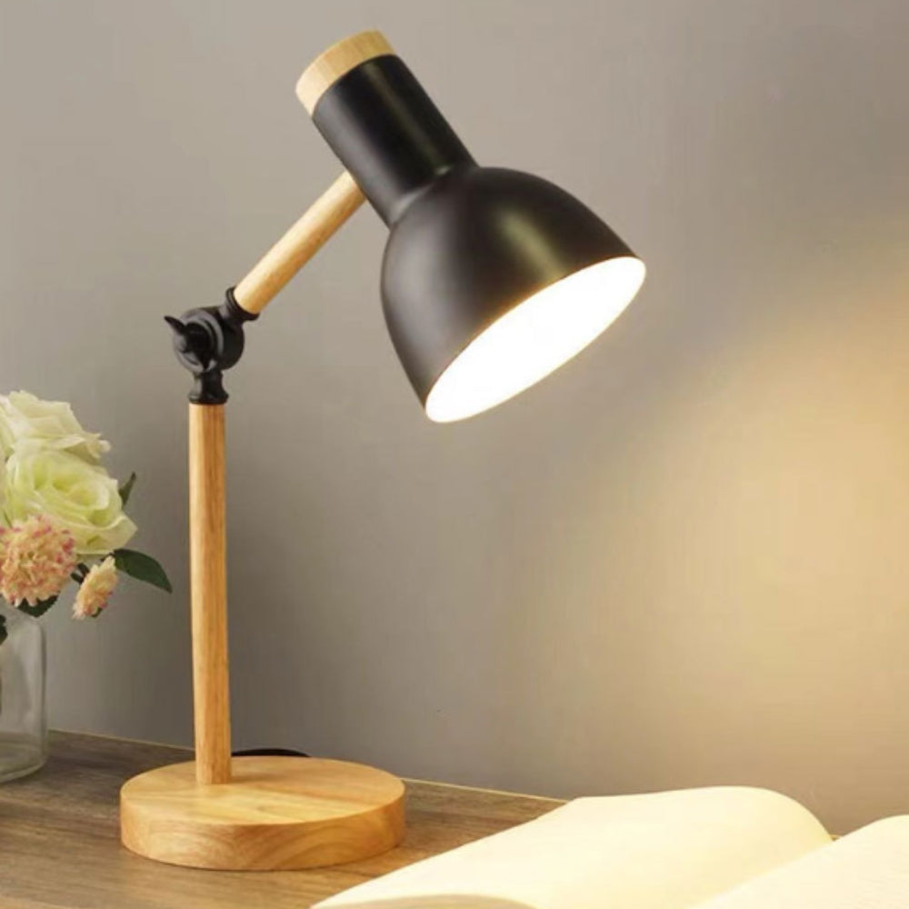 Verstellbare Holz- und Eisen-Schreibtischlampe