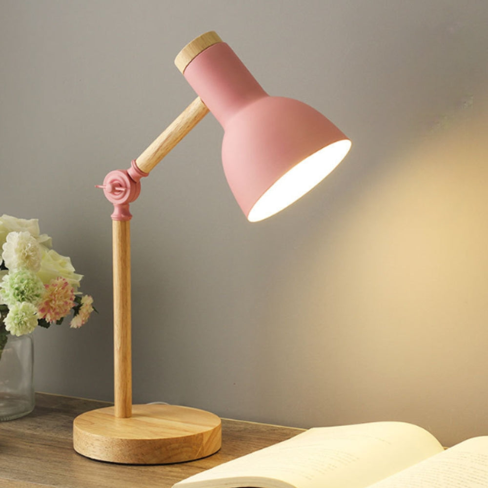 Verstellbare Holz- und Eisen-Schreibtischlampe