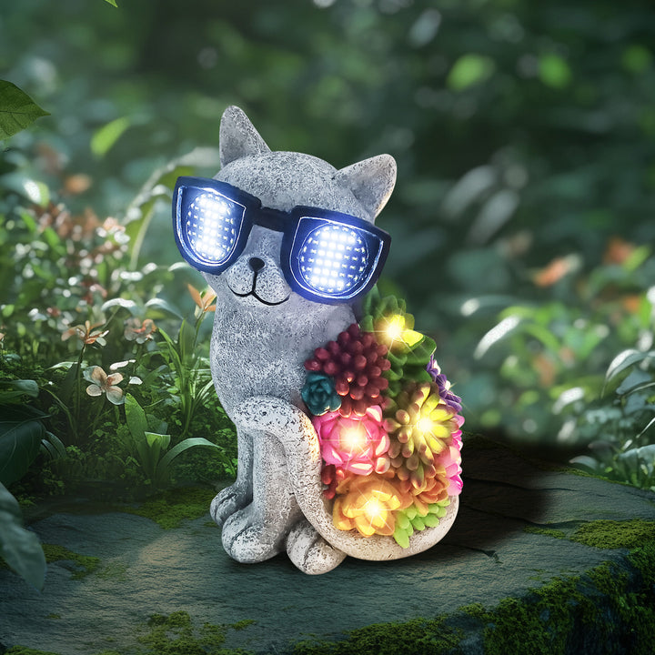 Solarbetriebene Gartenzwerg-Skulptur mit integrierten LED-Fairy Lights und Schildkröten-Topf