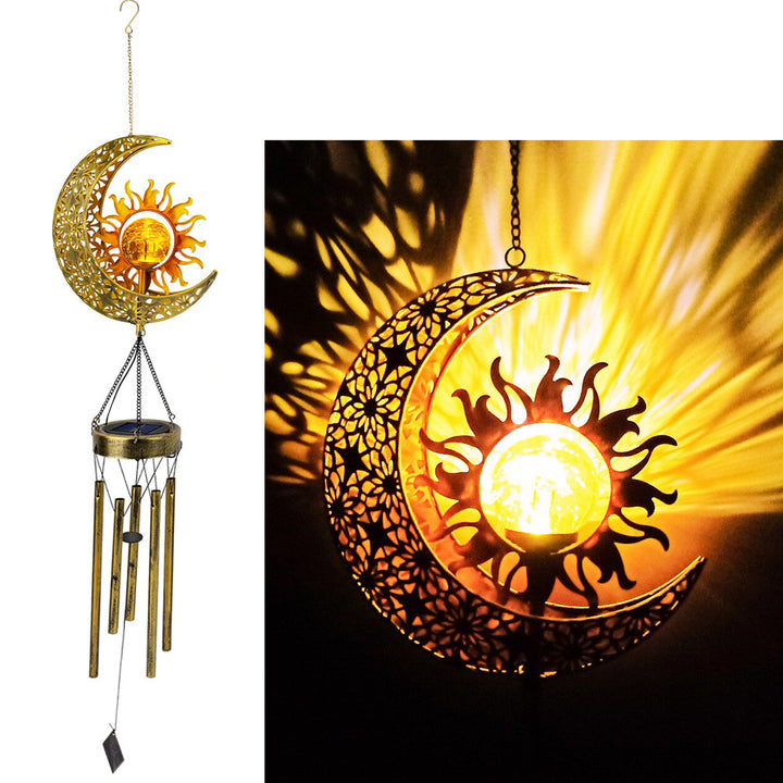 Hängende Flamingo Solar LED Windspiel mit Knackglas-Globus