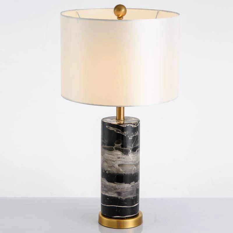 Marmor Basis Tischlampe mit elegantem Stoffschirm