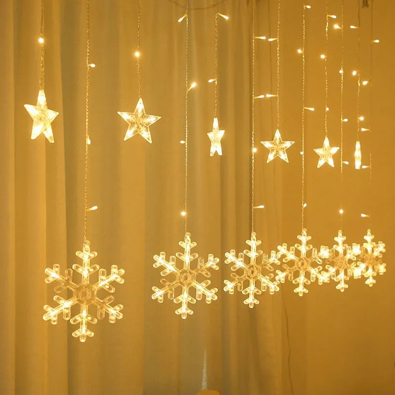 LED Acryl Hängende Weihnachtsvorhang Lichterset mit Rentier Baum Glocke und Stern Ornamenten