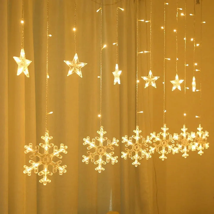 LED Acryl Hängende Weihnachtsvorhang Lichterset mit Rentier Baum Glocke und Stern Ornamenten