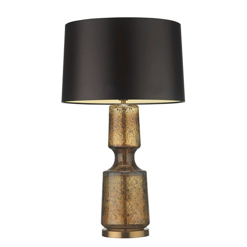 Stilvolle Glas-Tischlampe mit elegantem schwarzen Schirm