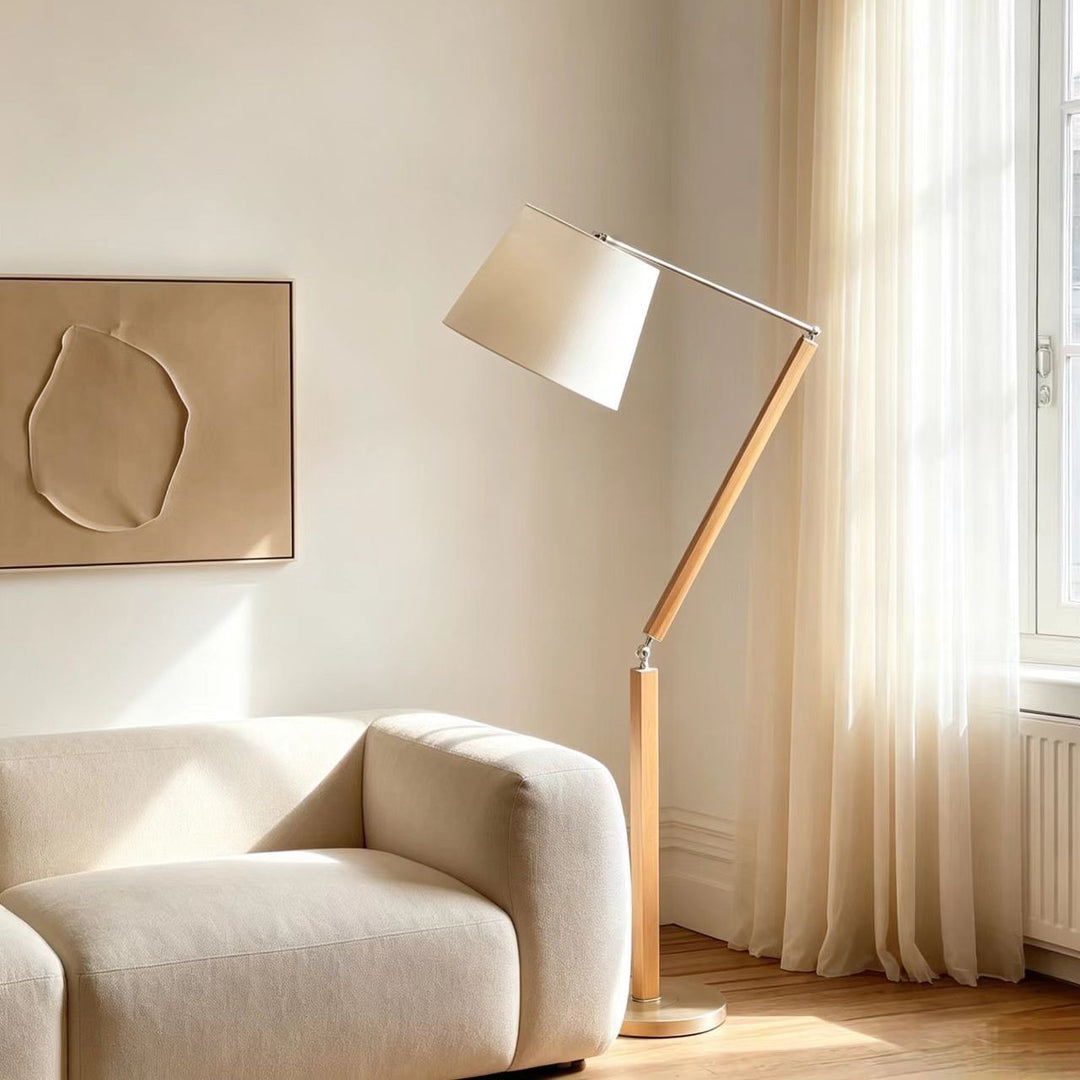 Verstellbare Holzbogen-Stehlampe