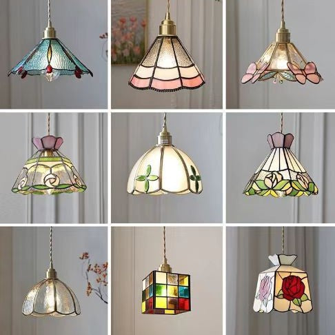 Verstellbare Vintage Glas Pendelleuchte