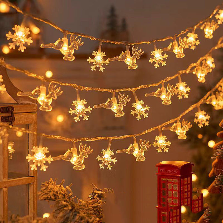 Weihnachtsbaum und Schneeflocken LED Lichterkette Batterie-betriebene Acryl Ornament Girlande