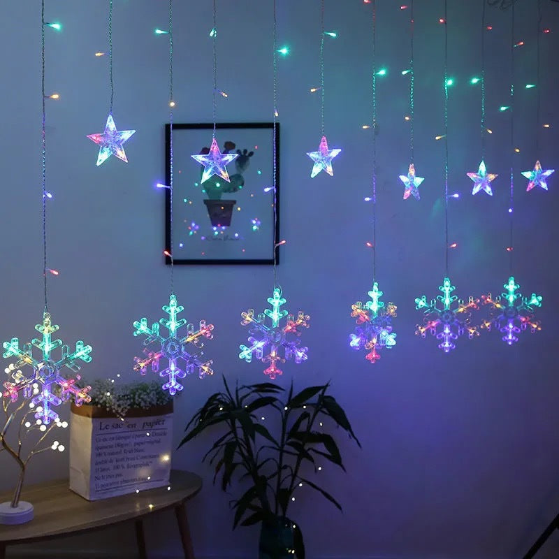 LED Acryl Hängende Weihnachtsvorhang Lichterset mit Rentier Baum Glocke und Stern Ornamenten