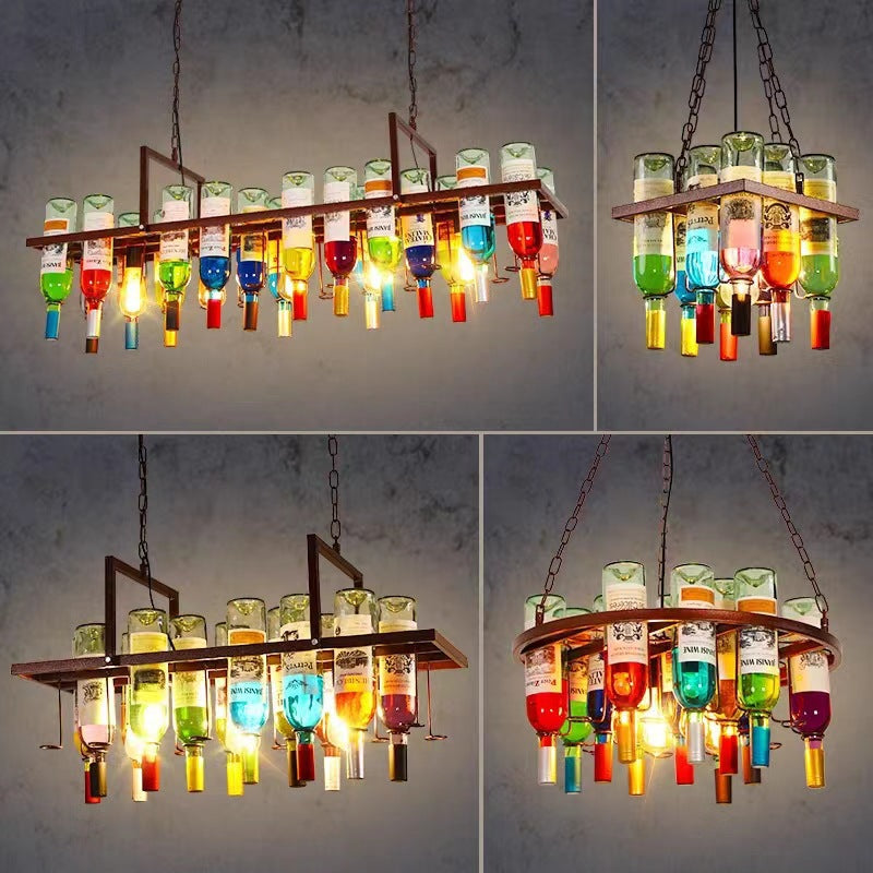 Upcycling-Glasflasche-Linearpendelleuchte