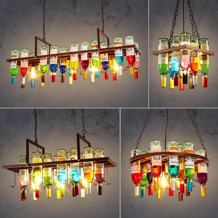 Upcycling-Glasflasche-Linearpendelleuchte