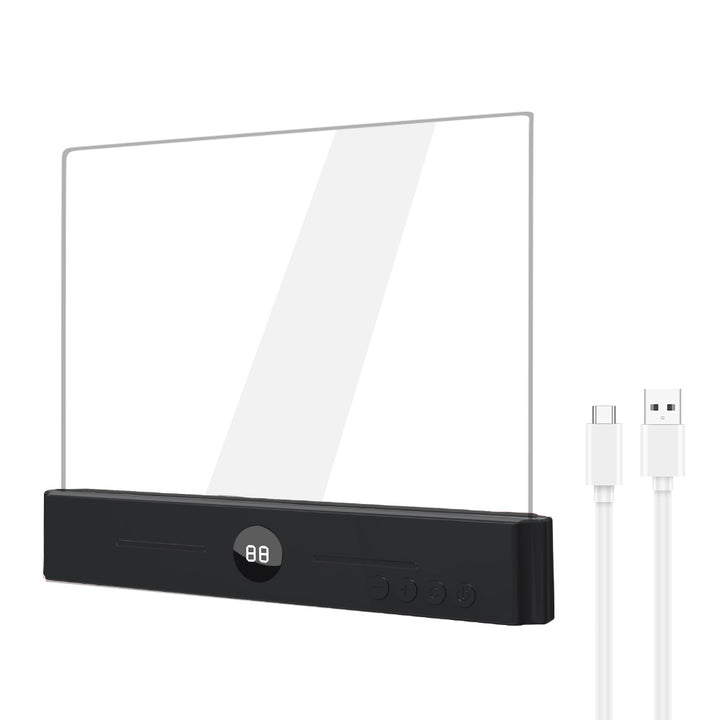 Edge-Lit Acryl Schminkspiegel Paneel mit Digitaler Timer und USB-C Aufladbare LED Basis