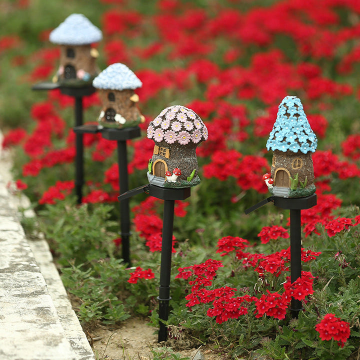 Verspielt Solarbetriebene LED Fee Haus Gartenstecker
