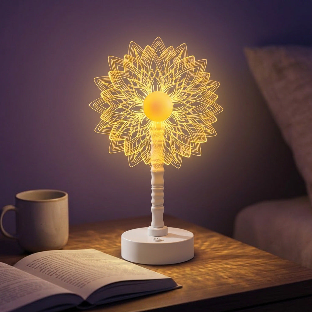 Mandala LED dreidimensionale Illusions-Nachtlicht Tischlampe mit acryl-blumen-panel