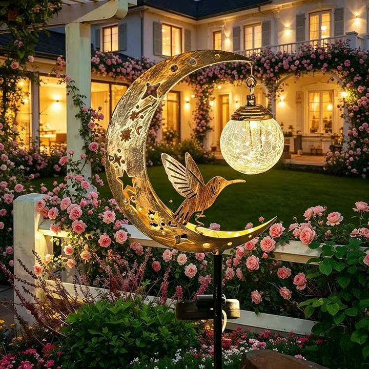Solarbetriebene dekorative Gartenstecklicht mit Mondsichel-Fee-Laterne
