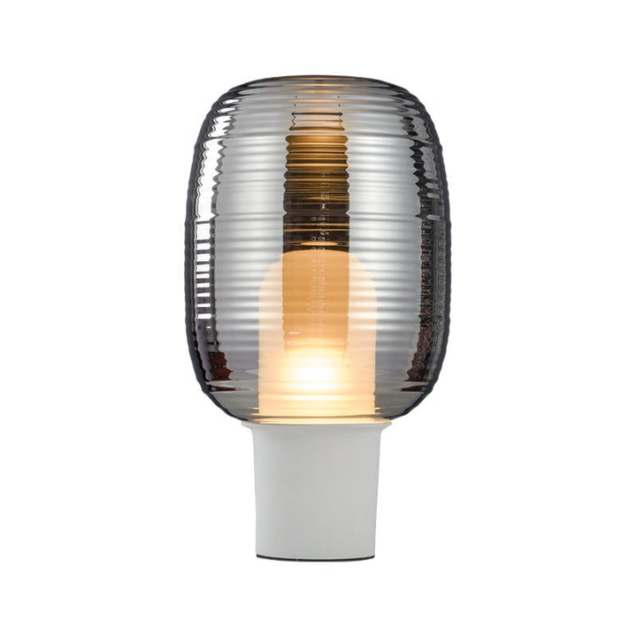 Moderne Tischlampe aus Glas mit texturiertem Schirm