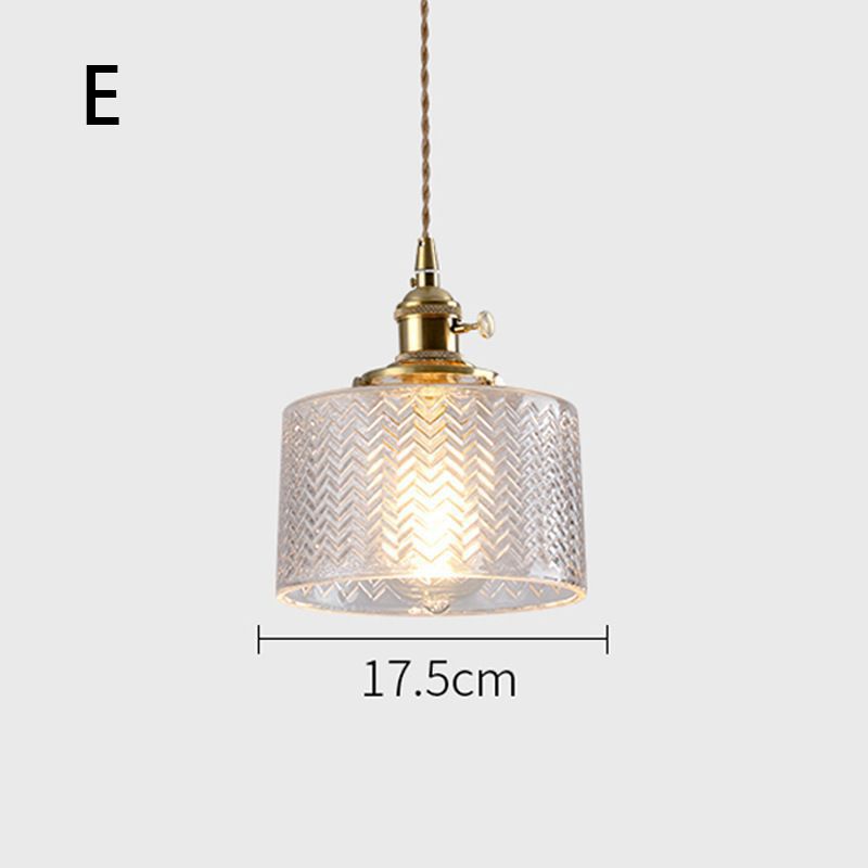 Fluted Glass Pendant Lamp mit Vintage Messingfassung