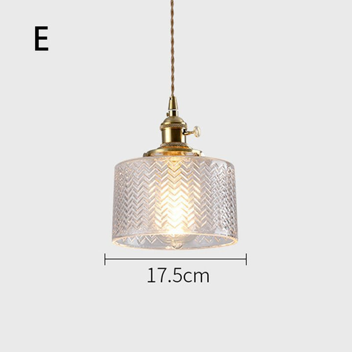 Fluted Glass Pendant Lamp mit Vintage Messingfassung