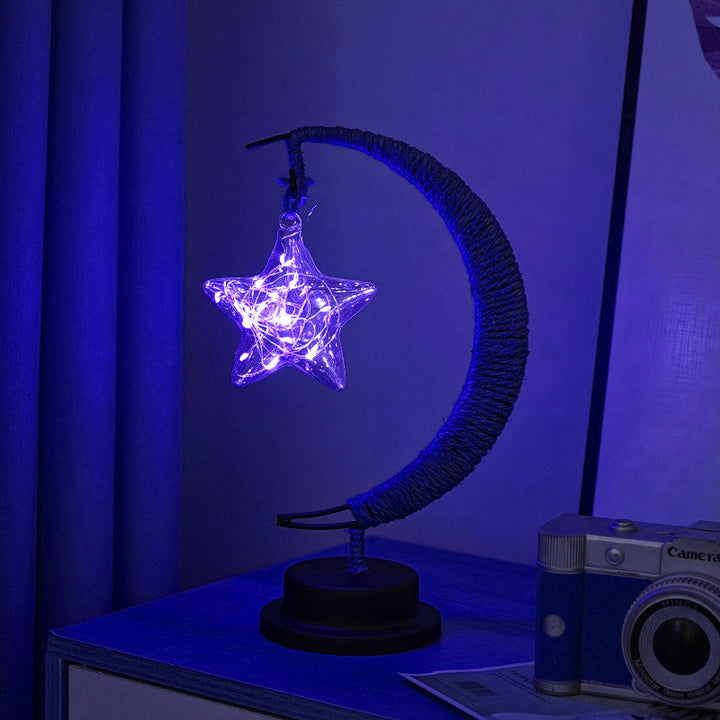 Dekorative Glas-Apfel-LED-Tischlampe mit Mondform-Seilumwickelständer