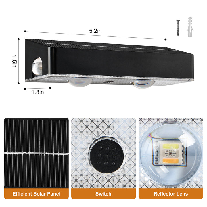 Dekorative RGB Solarbetriebene Doppelstrahl-Wandlampe
