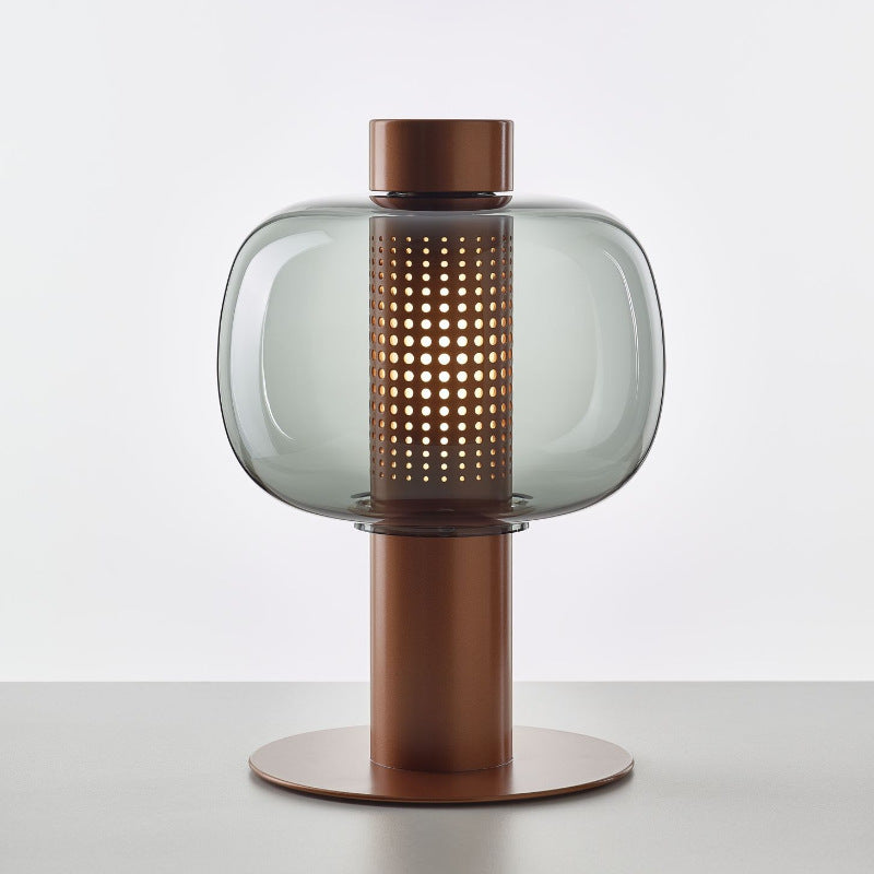 Künstlerische Tischlampe mit elegantem Glasschirm