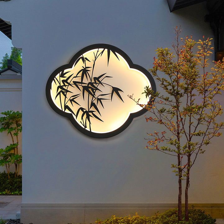 Dekorative wolkenförmige LED-Wandlampe mit Bambus-Silhouette