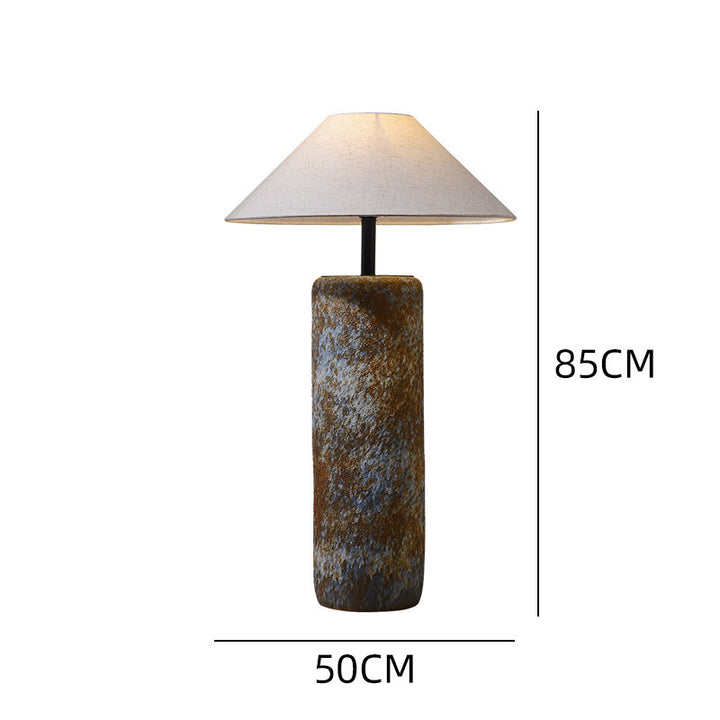 Rustikale Stein- und Stoff-Tischlampe