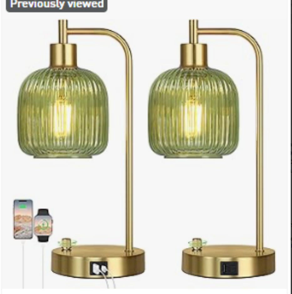 Moderne Glas-Tischlampe mit USB-Ladeanschluss