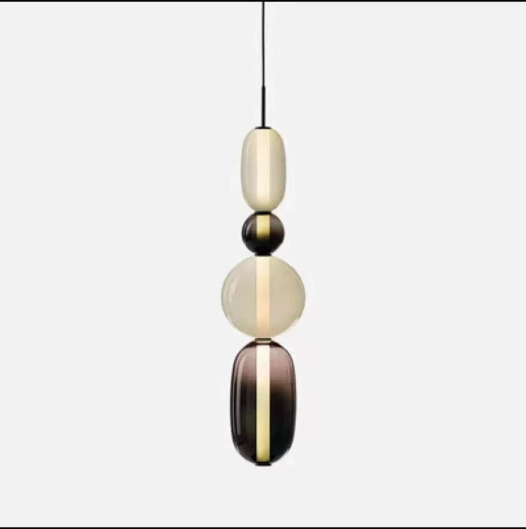 Gestapelter Orb Glaspendel mit gemischter Oberfläche