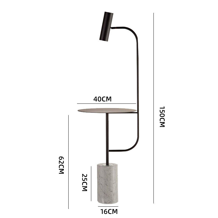 Moderne Marmor-Bodenlampe mit integriertem Beistelltisch