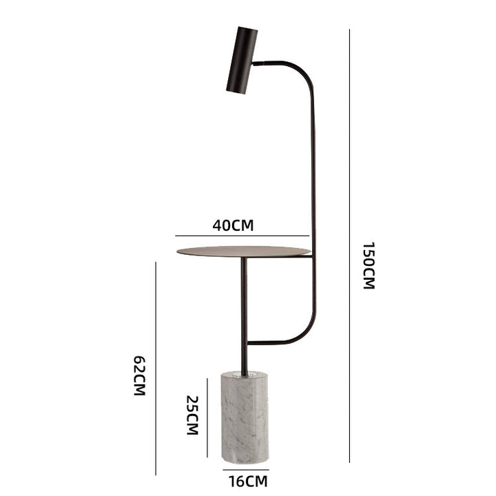 Moderne Marmor-Bodenlampe mit integriertem Beistelltisch