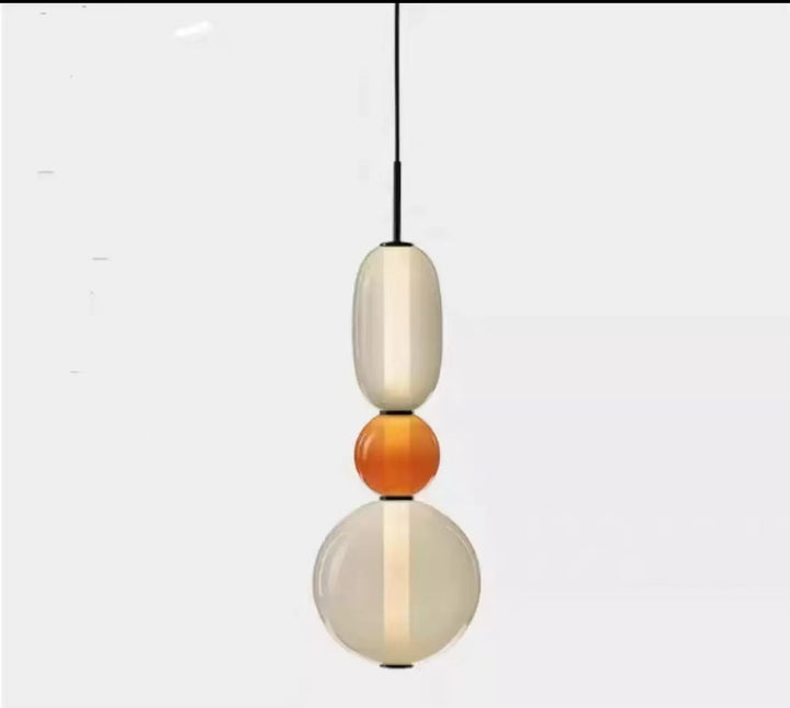 Gestapelter Orb Glaspendel mit gemischter Oberfläche