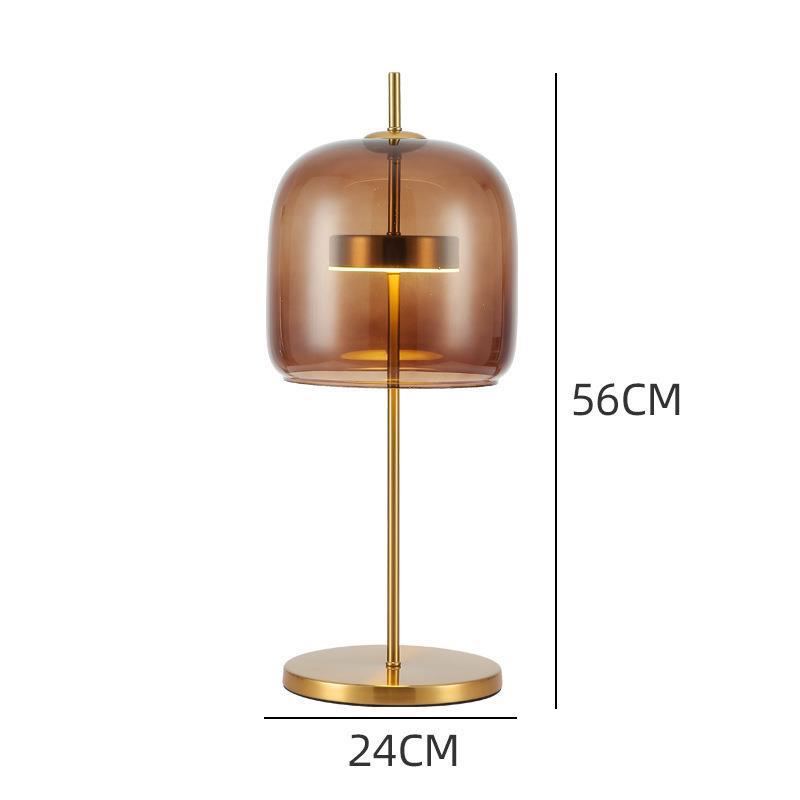 Moderne Tischlampe aus Glas mit goldenen Akzenten