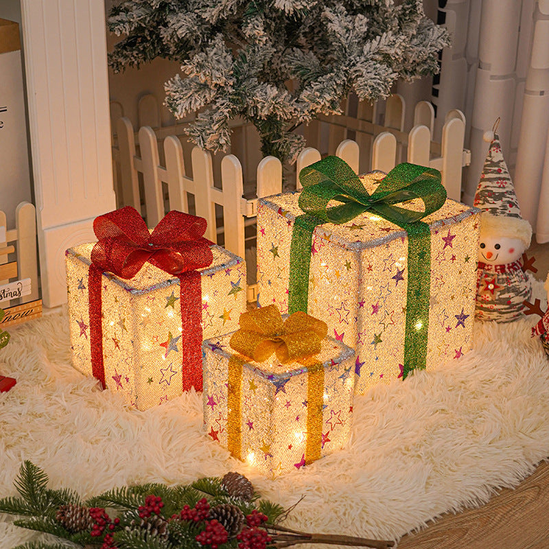 LED-Mesh-Geschenkbox-Set Dekoratives Indoor Ornament