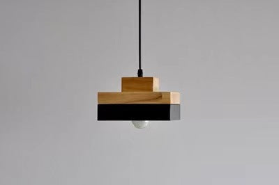 Geometrische Schichtige Holzpendelleuchte