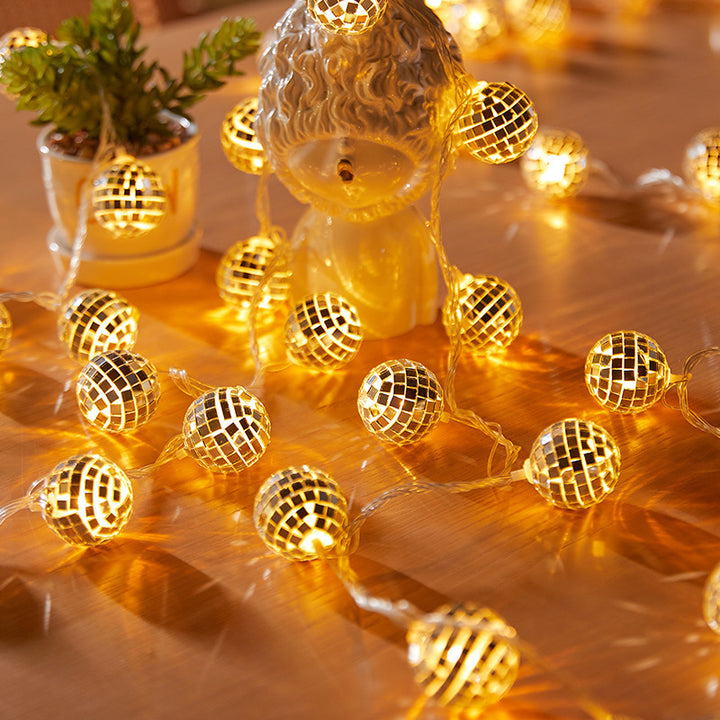 Warmes LED-Spiegel-Mosaikball-Dekorations-Lichterkette