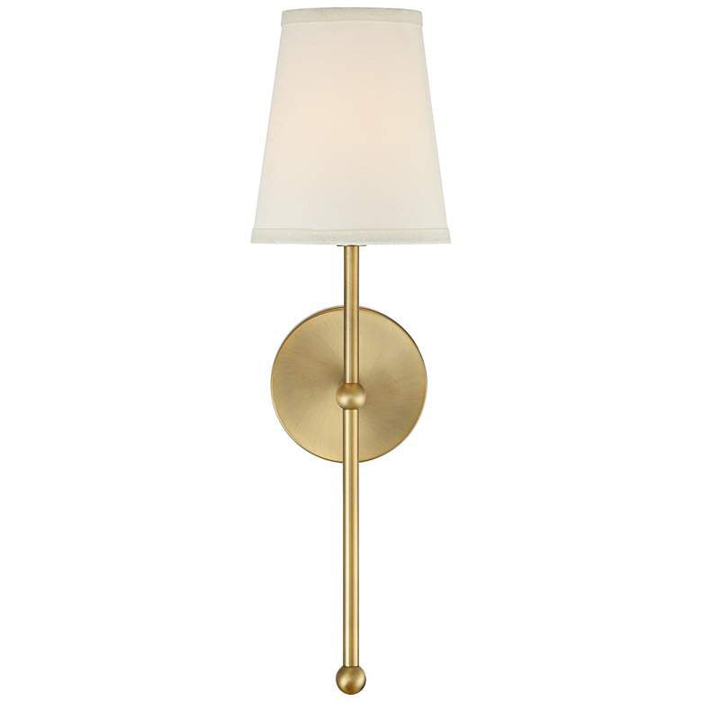 Metallische vertikale Wandlampe mit konisch gestaltetem Stoffschirm