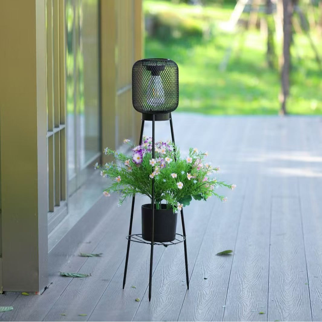 Outdoor Solar Lantern Planterständer mit Netzschatten und Drei bein Basis