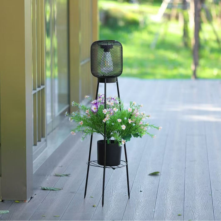 Outdoor Solar Lantern Planterständer mit Netzschatten und Drei bein Basis