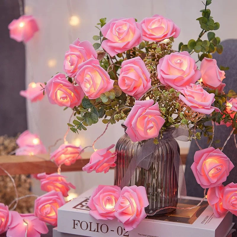 Dekorative Schaumrose LED Girlande für Tischdekorationen