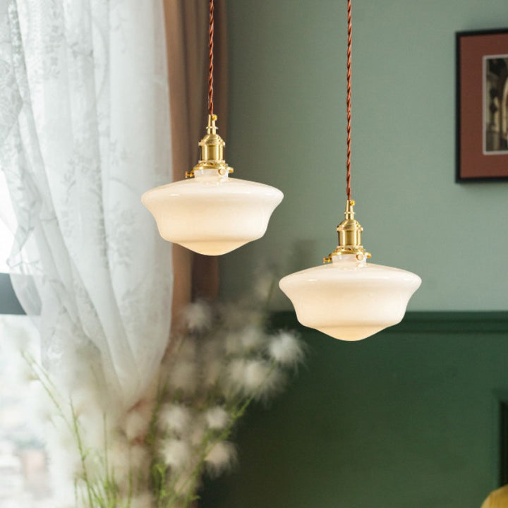 Opalines Glas LED Vintage Pendelleuchte