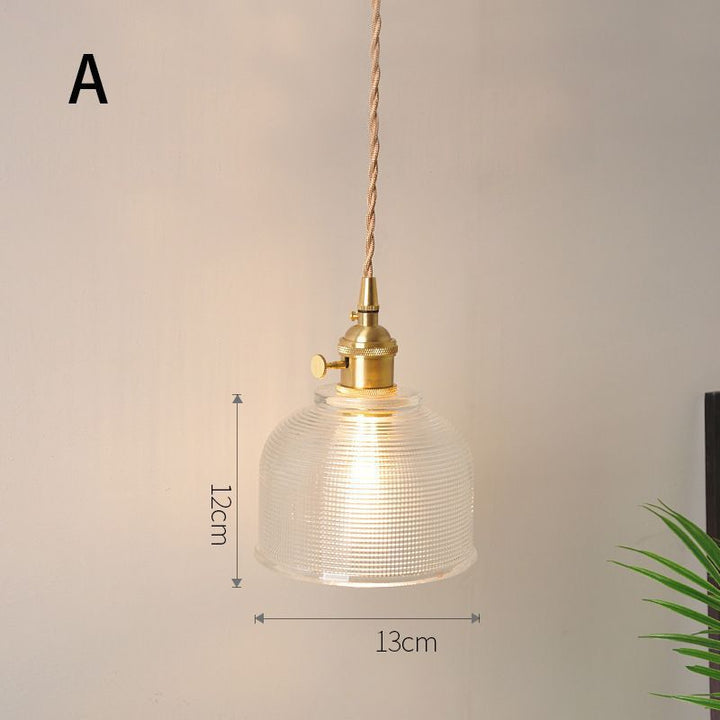 Fluted Glass Pendant Lamp mit Vintage Messingfassung