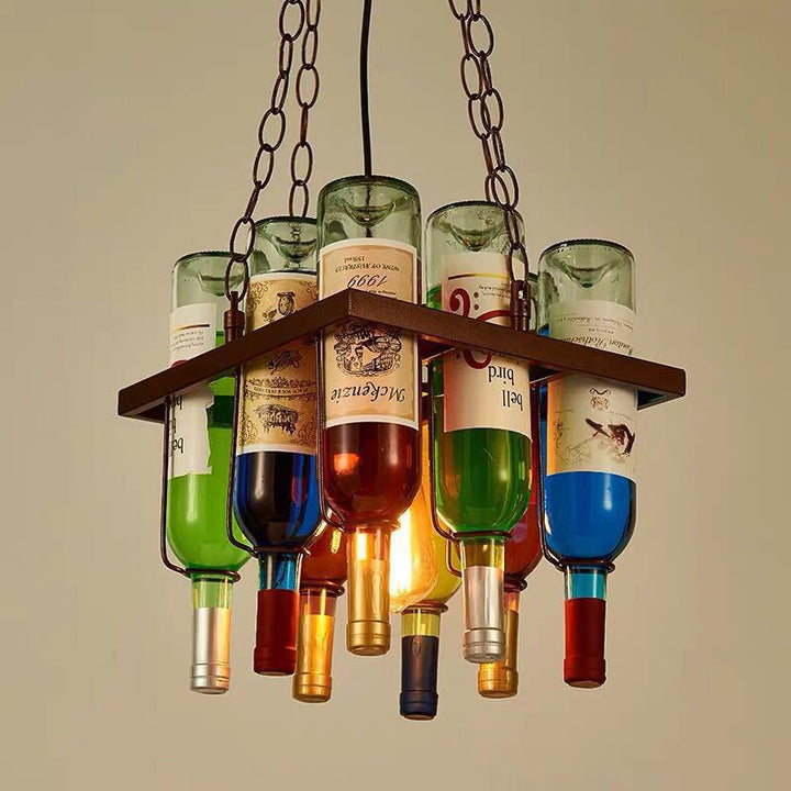Upcycling-Glasflasche-Linearpendelleuchte
