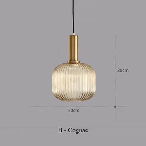 Geripptes Glas Pendelleuchte