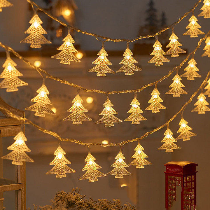 Weihnachtsbaum und Schneeflocken LED Lichterkette Batterie-betriebene Acryl Ornament Girlande