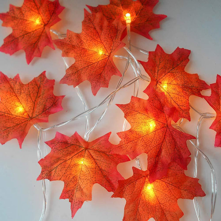 Halloween LED Kürbislaterne und Ahornblatt dekorative Lichterkette