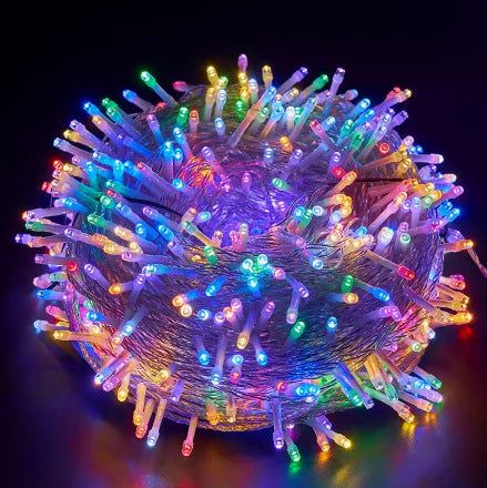 Warme Weiße Stern- und Kugel-LED-Lichterkette mit Batteriepack und wetterfesten Glühbirnen